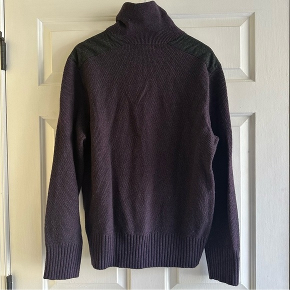 Banana Republic Large Merino Wool Blend Shawl Collar Sweater Pullover Purple - Picture 5 of 7